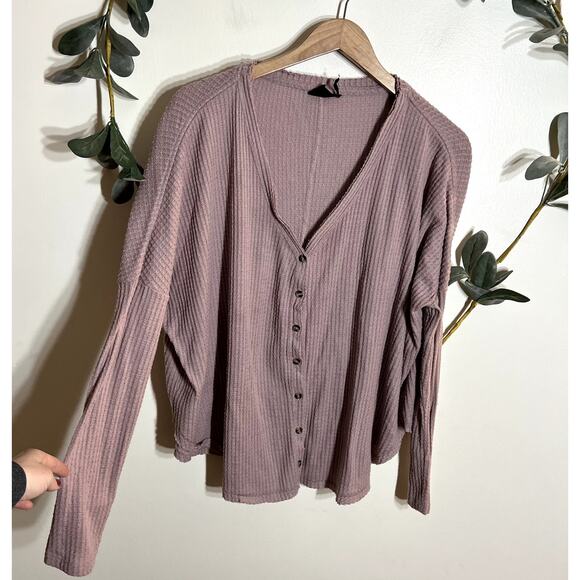 Urban Outfitters Mauve Waffle Knit Long Sleeve LAST CALL - Picture 1 of 4